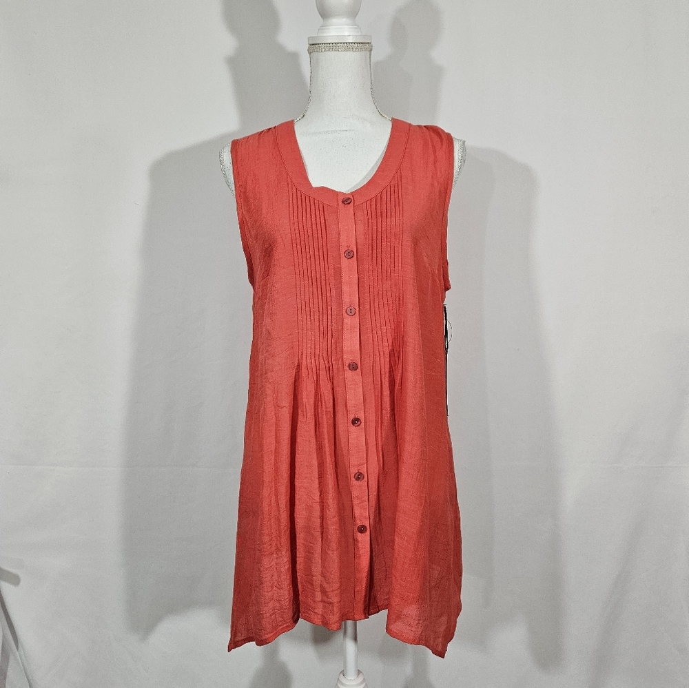 NWT Fylo London coral sleeveless blouse women's size large